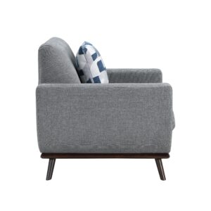 Lexicon Small Couch Mid Century Modern Sofa Living Room Sofa Couch with 2 Accent Pillows, Button Tufted Upholstered Small Sofa for Bedroom/Waiting Room/Office/Apartment, 86.5'' Sofa, Grey Chenille