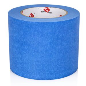 bomei pack wide blue painters tape 4 inches x 60 yards, 3d tape, 3d printing tape for laser cutting, 21-day clean removal wide masking tape