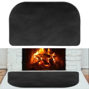 60x32'' fireplace mat, thickened fiberglass fireproof rug fireplace hearth mat anti-slip black flame resistant pad sparks ember fireplace floor protector for indoor outdoor