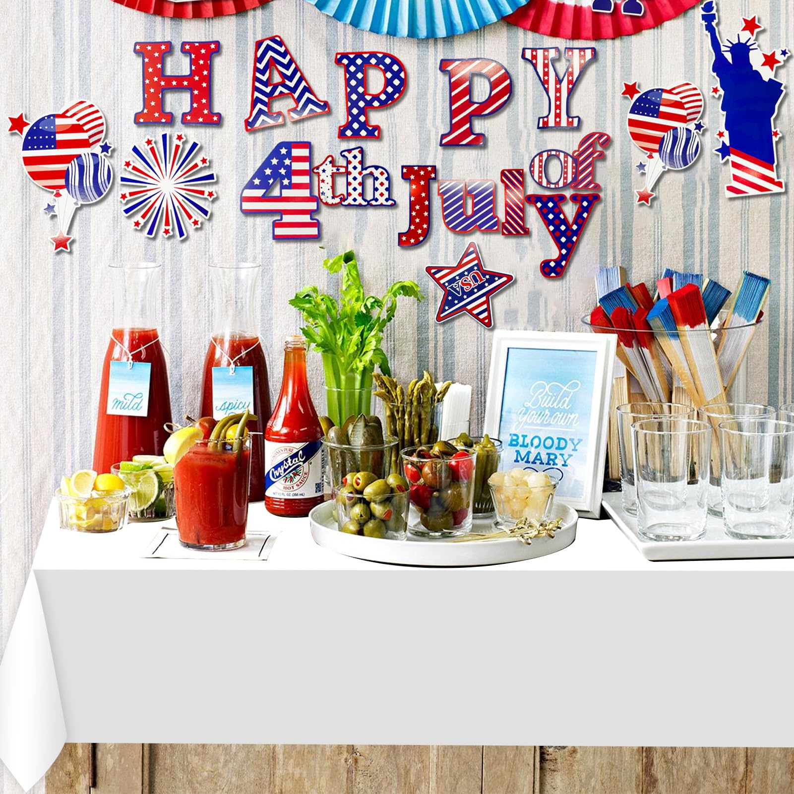 12 Pcs Plastic Tablecloths, Disposable Rectangle Red White Blue 54 x 108 Inch Waterproof Table Covers for 4th of July Patriotic Independence Memorial Veterans Day Party Decorations