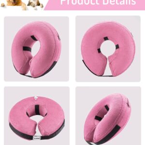 Protective Inflatable Collar for Dogs, Soft Inflatable Dog Neck Donut Collar Alternative After Surgery, Blow Up Dog Collar E Collar Substitute (Medium, Pink)