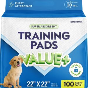 Puppy Pads Pet Pee Pads for Dogs & Puppy Training [100-COUNT] Potty Pads for Dogs 22" x 22" Leak-Proof Dog Pee Pads - Quick-Dry Surface - Heavy Duty Absorbent Disposable Dog Wee Pad Bulk Pack