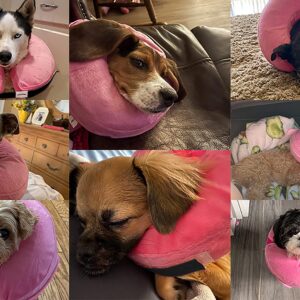 Protective Inflatable Collar for Dogs, Soft Inflatable Dog Neck Donut Collar Alternative After Surgery, Blow Up Dog Collar E Collar Substitute (Medium, Pink)