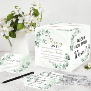 Bridal Shower Games-3 Wedding Games:Put a Ring On It Games,Guess How Many Kisses,Date Night Ideas.Eucalyptus Bridal Shower Decor,Wedding Shower Games,Engagement Party Games,Bachelorette Party Games,1