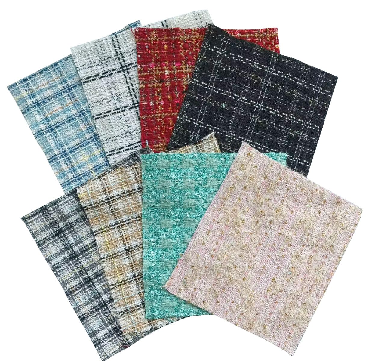 longshine-us 8pcs 8 inchx 7 inch Premium Tweed Fabric Craft Bundle Squares Patchwork Lint DIY Sewing Scrapbooking Quilting Artcraft