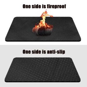 60x32'' Fireplace Mat, Thickened Fiberglass Fireproof Rug Fireplace Hearth Mat Anti-Slip Black Flame Resistant Pad Sparks Ember Fireplace Floor Protector for Indoor Outdoor