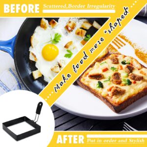 Beiskll Egg Rings for Frying Eggs, Square Egg Cooking Stainless Steel, for English Muffins Pancake, with Silicone Handle - Set of 4