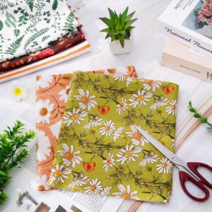 Whaline 12Pcs Boho Spring Cotton Fabric Bundles Watercolor Floral Greenery Fat Quarters Retro Garden Quilting Patchwork for DIY Handmade Crafting, 18 x 22 Inch