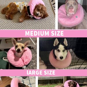 Protective Inflatable Collar for Dogs, Soft Inflatable Dog Neck Donut Collar Alternative After Surgery, Blow Up Dog Collar E Collar Substitute (Medium, Pink)