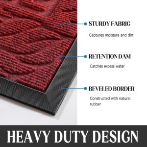 Yimobra Door Mat Indoor Outdoor Entrance, Non Slip Welcome Front Doormats, Heavy Duty Rubber Backing, Stain and Fade Resistant, Low Profile, Easy Clean Patio Garage Floor Mats, 47 x 32, Wine Red