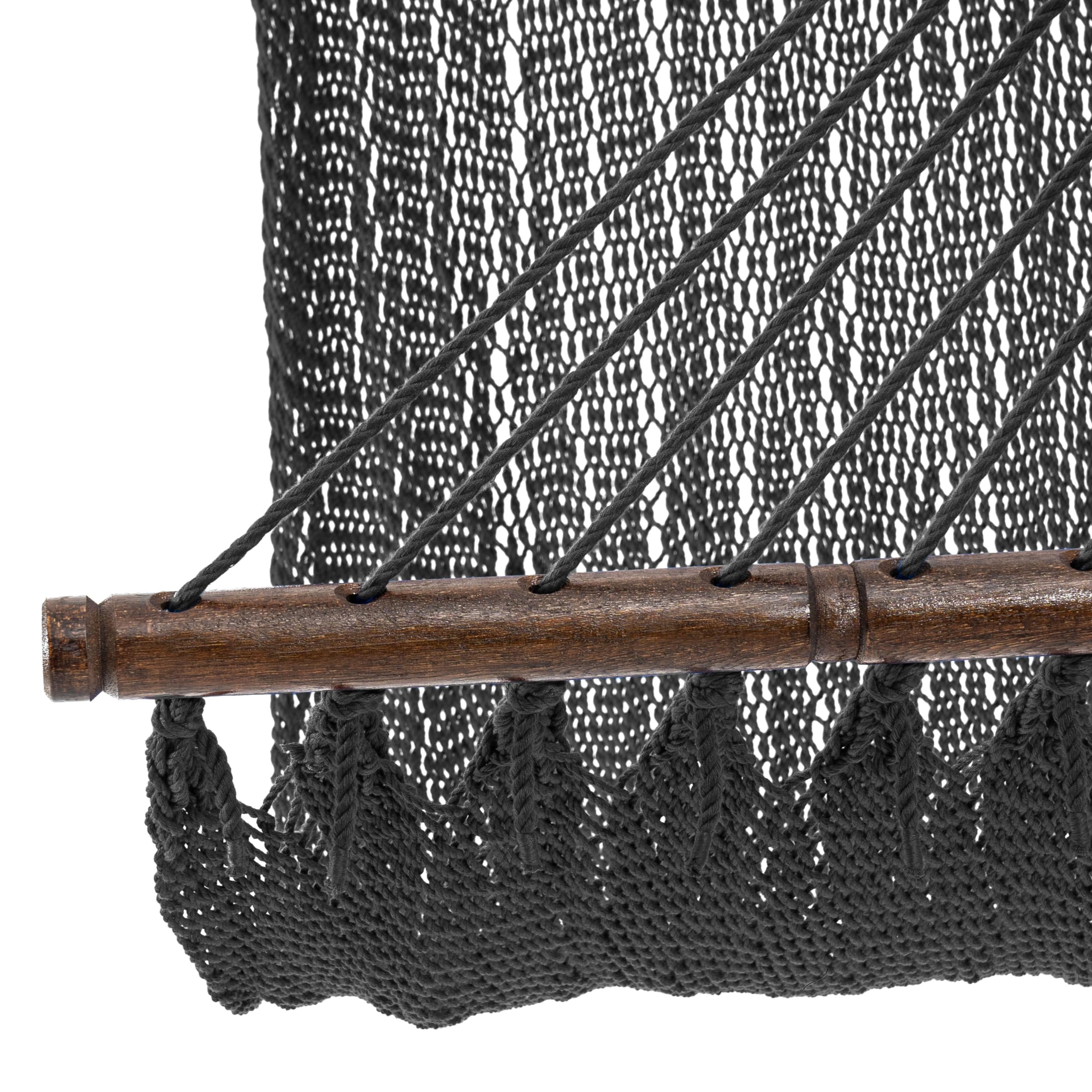 Lazy Daze Hammocks 10.5 FT Double 2 Person Caribbean Rope Hammock, Hand Woven Polyester Hammock with Spreader Bars, Extra Large Outside Outdoor Backyard Patio Poolside Hammock, 450 LBS Capacity, Gray