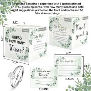 Bridal Shower Games-3 Wedding Games:Put a Ring On It Games,Guess How Many Kisses,Date Night Ideas.Eucalyptus Bridal Shower Decor,Wedding Shower Games,Engagement Party Games,Bachelorette Party Games,1