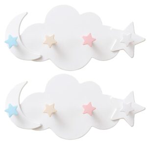 unomor 2pcs star moon hook entryway organizer cute wall hooks coat hanger wall mount coat hooks bathroom hooks towels small sticky hooks towel rack white the clouds nightgown plastic