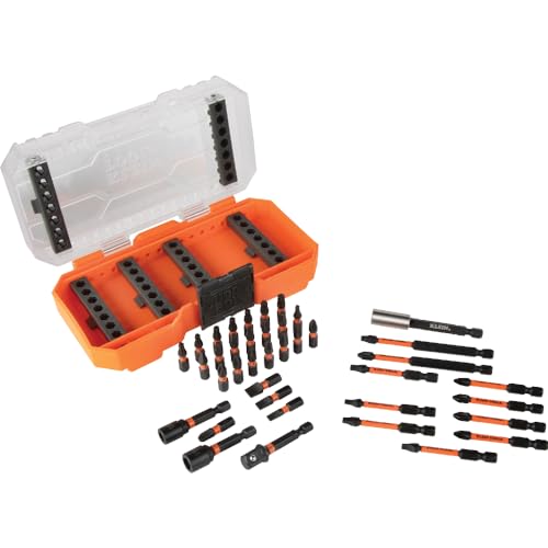 Klein Tools 33801 Impact Driver Bit Set with Magnetic Nut Drivers, ProFlex S2 Steel Phillips, Slotted, Square, TORX Bits with Case, MODBox Compatible, 40-Piece