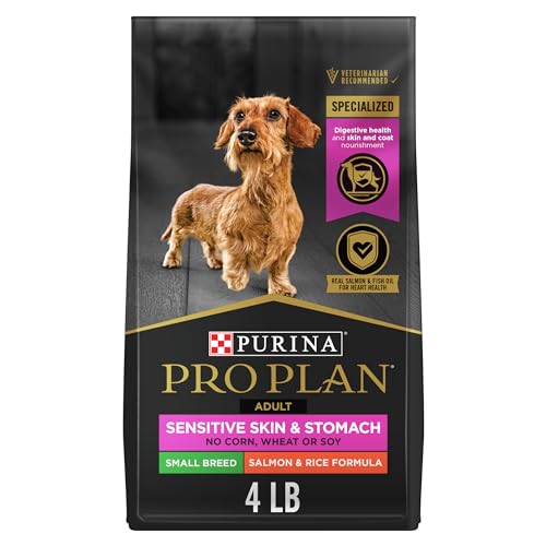 Purina Pro Plan Sensitive Skin and Stomach Dog Food Small Breed, Adult Salmon & Rice Formula - 4 lb. Bag