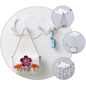 Unomor 2pcs Star Moon Hook Entryway Organizer Cute Wall Hooks Coat Hanger Wall Mount Coat Hooks Bathroom Hooks Towels Small Sticky Hooks Towel Rack White The Clouds Nightgown Plastic