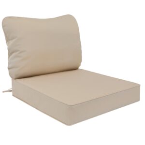 aaaaacessories outdoor deep seat cushions for patio furniture, waterproof replacement patio chair cushions, 25.5 x 25.5 x 5 + 25.5 x 19 inch, beige