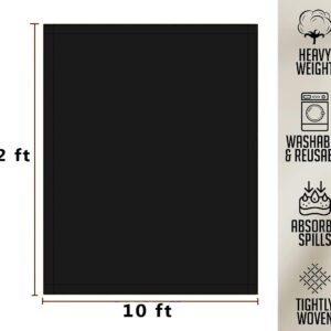 Zuperia Black Canvas Drop Cloth (10' x 12' Feet - 1 Pack) - Pure Cotton Painters Drop Cloth for Painting, Canvas Drop Cloth Curtains for Decoration Double Stitched Hem for Multi-Purpose use