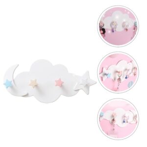 Unomor 2pcs Star Moon Hook Entryway Organizer Cute Wall Hooks Coat Hanger Wall Mount Coat Hooks Bathroom Hooks Towels Small Sticky Hooks Towel Rack White The Clouds Nightgown Plastic