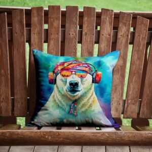 Caroline's Treasures DAC4028PW1414 Hippie Animal Polar Bear Throw Pillow Machine Washable, Indoor Outdoor Decorative Pillow for Couch, Bed or Patio, 14Hx14W