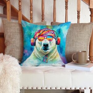 Caroline's Treasures DAC4028PW1414 Hippie Animal Polar Bear Throw Pillow Machine Washable, Indoor Outdoor Decorative Pillow for Couch, Bed or Patio, 14Hx14W