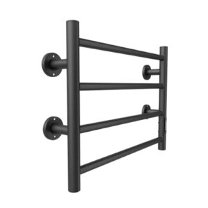 JTDISHINY Electric Heated Towel Warmer 4 Bars for Bathroom, Stainless Steel Wall Mounted Heated Towel Drying Rack Black