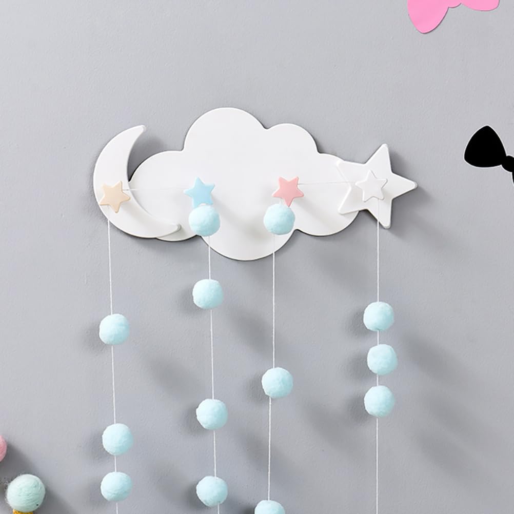 Unomor 2pcs Star Moon Hook Entryway Organizer Cute Wall Hooks Coat Hanger Wall Mount Coat Hooks Bathroom Hooks Towels Small Sticky Hooks Towel Rack White The Clouds Nightgown Plastic