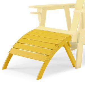 BUPPLEE Folding Adirondack Ottoman for Adirondack Chair, HDPE All Weather Outdoor Footrest Poly Lumber Adirondack Footstool for Patio, Backyard, Garden, Easily Storage - Yellow