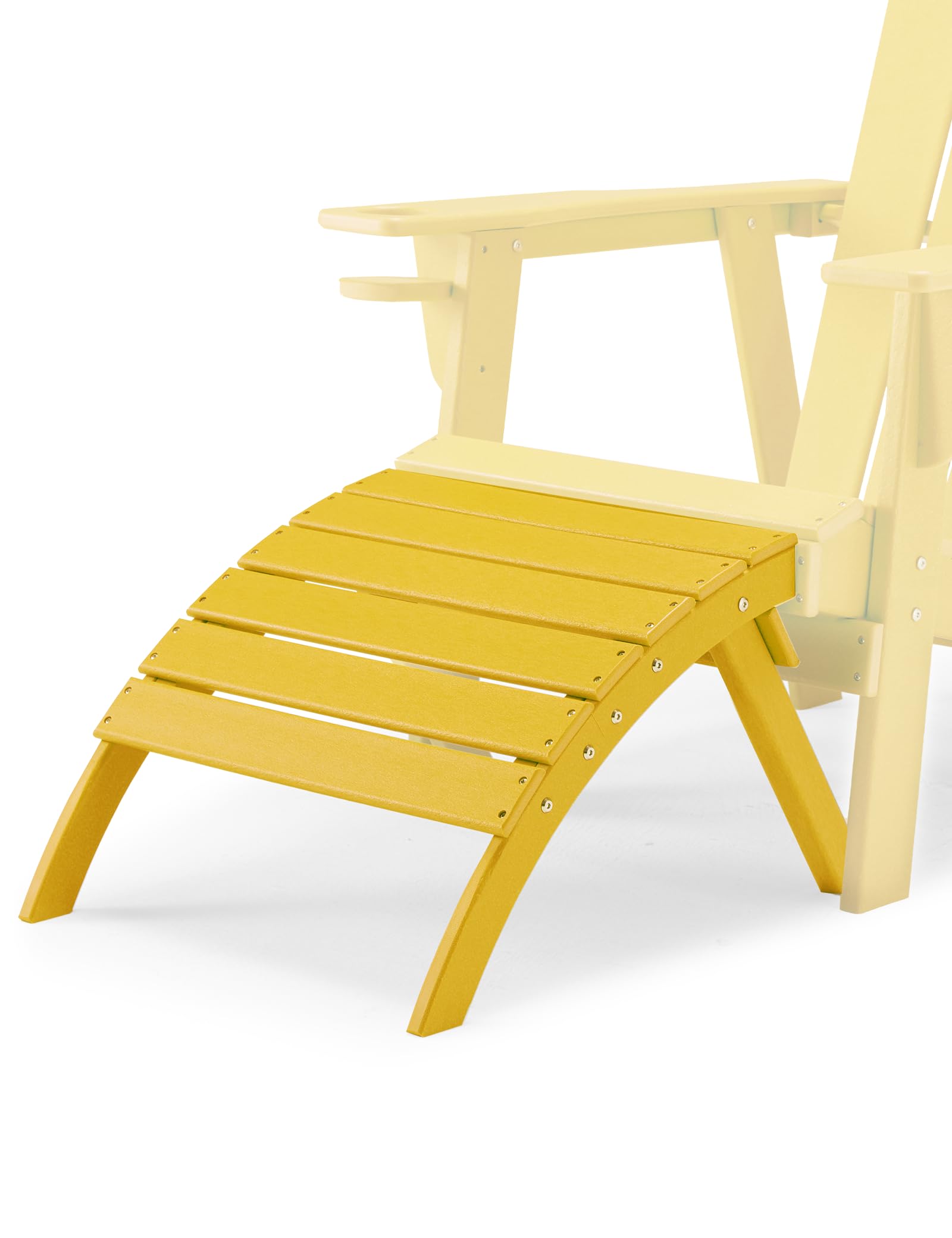 BUPPLEE Folding Adirondack Ottoman for Adirondack Chair, HDPE All Weather Outdoor Footrest Poly Lumber Adirondack Footstool for Patio, Backyard, Garden, Easily Storage - Yellow