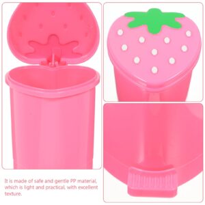 Unomor Mini Trash Can, Cute Strawberry Trash Can Desktop Rubbish Bin Pop up Garbage Can Strawberry Countertop Wastebasket Tiny Heart Dustbin for Car Office Desk Pink