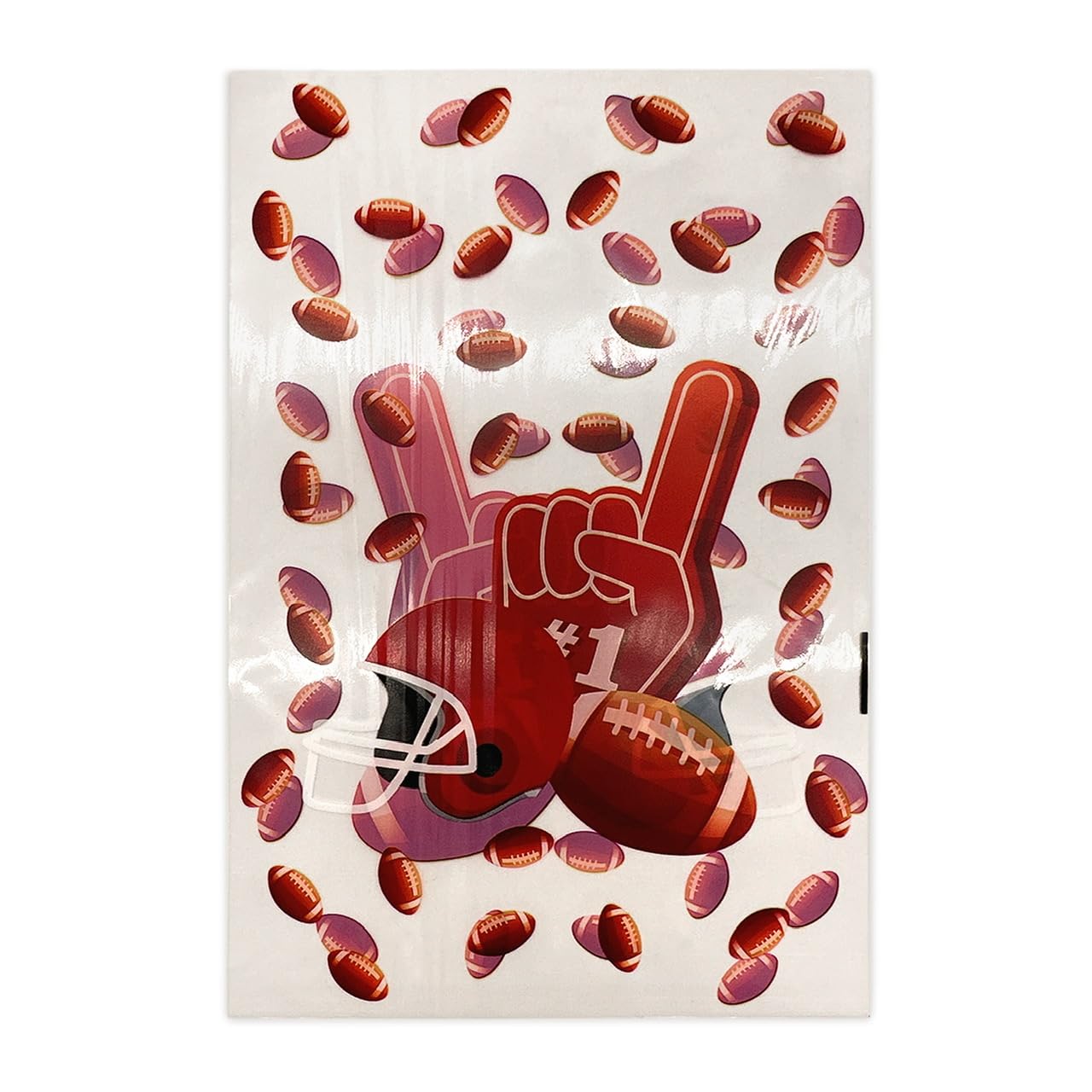 BASHOUT 100 Piece Football Party Favor Bags| Football Cellophane Candy Favor Bags| Treat Bags For Football Theme Party| Football Birthday Party Goody Bags| Football Cellophane Bags With Twist Ties