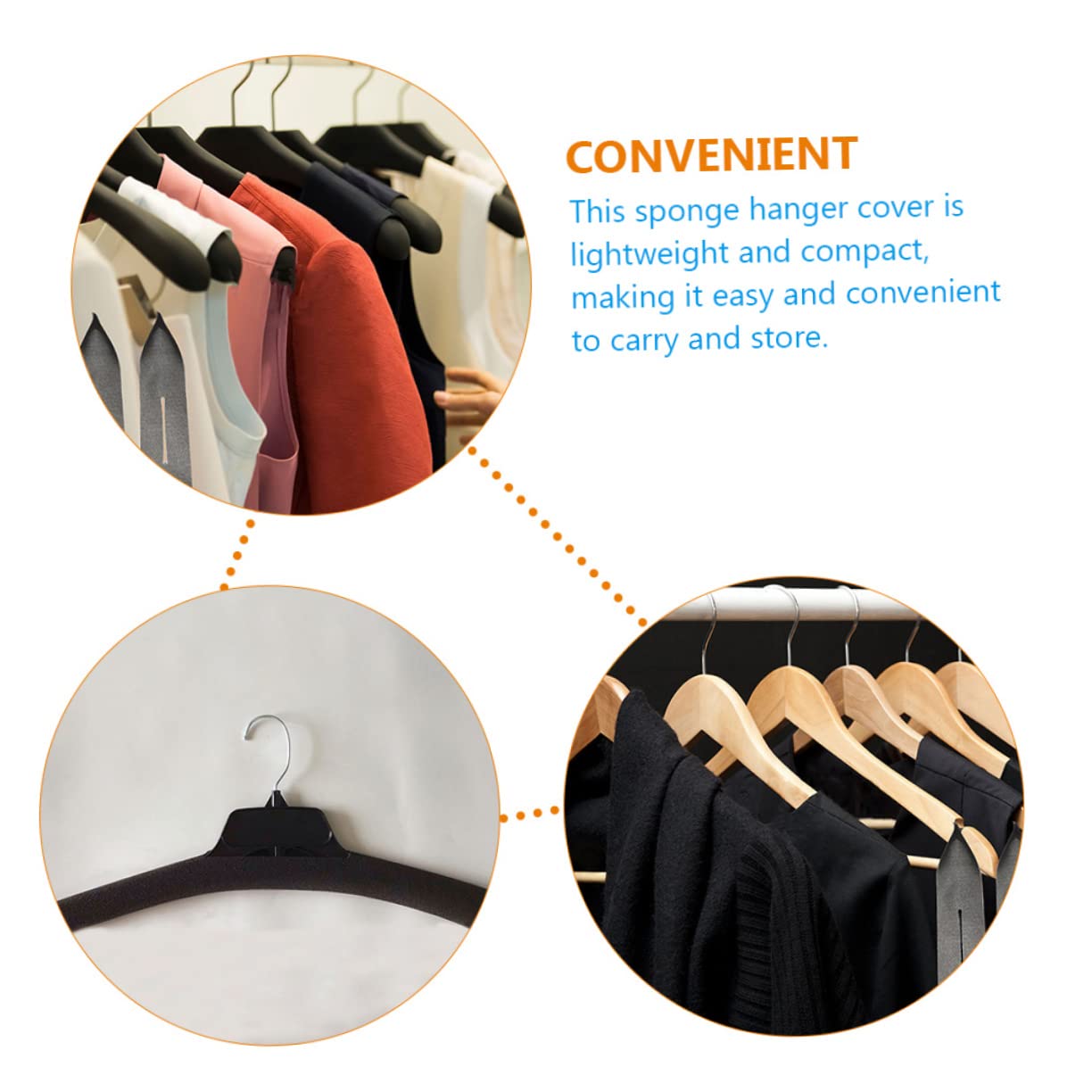 BUGUUYO 50Pcs Skid Hanger Sponge Covers Hanger Grips for Clothing Hanger Sponge Strips Non Slip Hanger Sleeves for Garments and Coats Closet Organizer Accessories