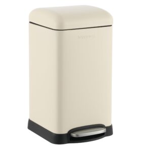 happimess hpm1012j betty retro mini 3.2-gallon step-open trash can, fingerprint resistant, modern, minimalistic for home, kitchen, laundry room, office, bedroom, bathroom, limestone beige