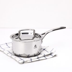 Sauce Pan with Lid, 1.8 Quart Stainless Steel Saucepan with Handle, 18/8 Tri-Ply Stainless Steel Heavy Bottom，Multipurpose Cooking Pot, Suitable Induction/Electric Gas Cooktops, Dishwasher Oven Safe