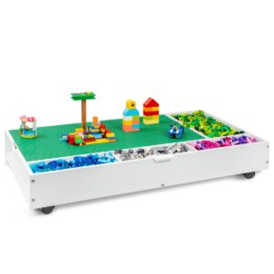 milliard the 2 in 1 rollaway play table and toy organizer- compatible with lego bricks*, cars and trains- store under beds or sofas (38" x 19" x 6.25")