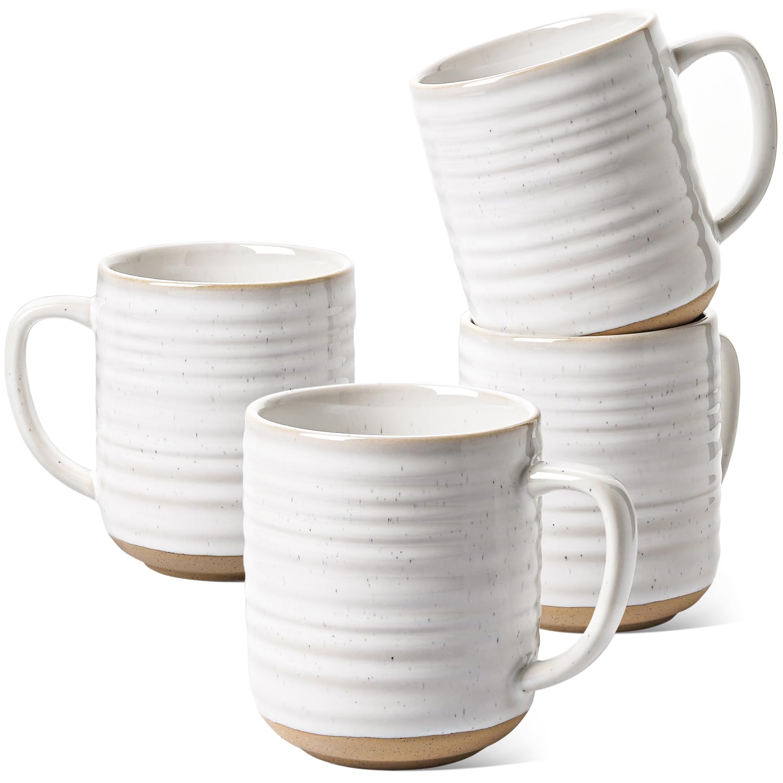 LE TAUCI Coffee Mugs 12 oz, Ceramic Mug Set, Housewarming Wedding Present, Coffee Cups for Latte, Hot Tea, Cappuccino, Mocha, Cocoa - Set of 4, Arctic White