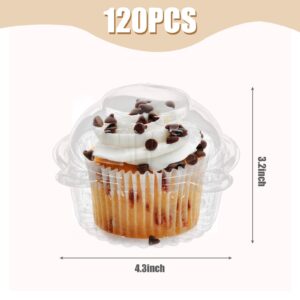 VGOODALL 120PCS Cupcake Holders, Cupcake Containers Individual Single Clear Cupcake Boxes Dome Lids for Cupcake Muffin Parties