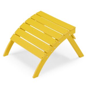 BUPPLEE Folding Adirondack Ottoman for Adirondack Chair, HDPE All Weather Outdoor Footrest Poly Lumber Adirondack Footstool for Patio, Backyard, Garden, Easily Storage - Yellow