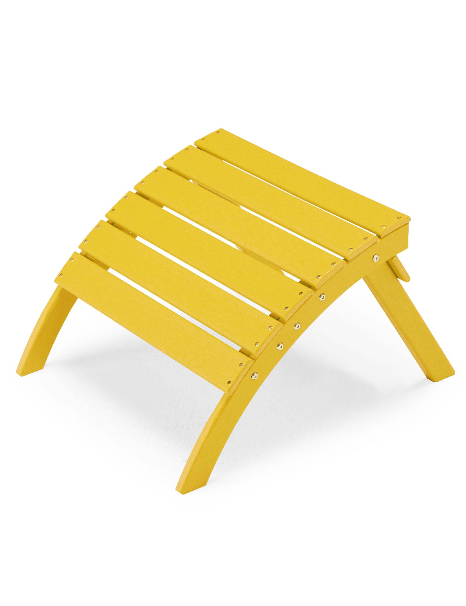 BUPPLEE Folding Adirondack Ottoman for Adirondack Chair, HDPE All Weather Outdoor Footrest Poly Lumber Adirondack Footstool for Patio, Backyard, Garden, Easily Storage - Yellow