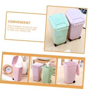 FONDOTIN 2 Pcs Mini Trash Can with Lid Compact Desktop Wastebasket for Bedroom Office Car Versatile Small Trash Can Pen Holder for Easy Organization