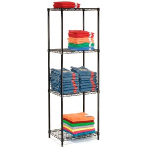 nexel black epoxy, 4 tier, wire shelving starter unit, 24"w x 18"d x 54"h