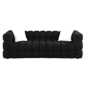 Dolonm Cloud Sofa Couch, Bouclé Fabric Couches for Living Room 84 Inch Modern Sofa for Apartment, Black