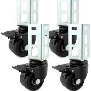 QWORK Storage Rack Caster Wheels, 4 Pack 3" Heavy Duty 1500 lb. Max Total Capacity Storage Shelf Accessories, Fit for Boltless Self Locking Shelving Racks