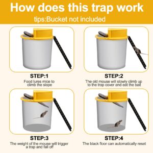 Basysion Mouse Trap Bucket, for Garage, Indoor and Outdoor auto-Turnover Humane or Deadly Mouse Traps. Bucket lid Mouse Traps for 5 Gallon Buckets (3 Pack)