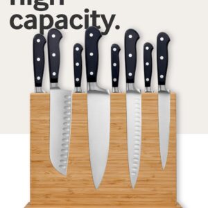 LARHN Magnetic Knife Block - Powerful Double-Sided Wooden Magnetic Knife Holder for up to 9″ Knives - Supplied as Empty Knife Block Without Knives