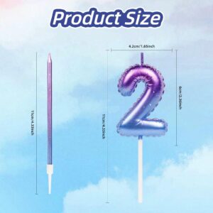 iNINGER New Purple Blue Number 7 Happy Birthday,7th Helium Foil Balloons Style Digital Gradient Candles,3D Number Candles for Birthday Cake Party Decoration Wedding Anniversary Celebration Supplies