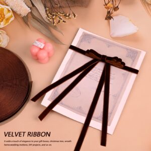 BokingOne Brown Velvet Ribbon, 3/8 Inch X 30Yds Single Face Velvet Ribbon for Gift Wrapping, Christmas Wrapping Bows, Wedding Decor, Home Decorating, DIY Crafts Decor