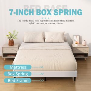 Upcanso 7 Inch Box Spring for Queen Bed Bed Base, Low Profile Metal Queen Box Spring with Fabric Cover, 3000 Lbs Max Weight Capacity Mattress Foundation, Noise-Free, Easy Assembly