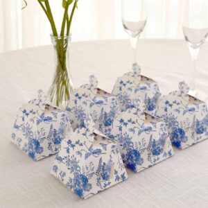 Efavormart 25 Pack White Blue Mini Teapot Gift Boxes with Chinoiserie Floral Print, Tea Time Party Favor Boxes - 5"x4"