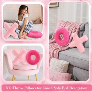 Muglunar 2 Pcs Coquette Throw Pillow Cute XO Pillow Plush Fuzzy Pink Cushion for Girly Friends Children Wedding Living/Dining Room Gift Pink Valentines Day Decor